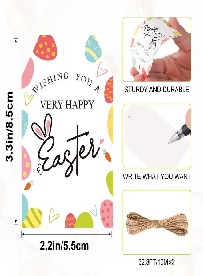 جيجاكرافت مجموعة جيج كرافت من 100 بطاقة تهنئة بعيد الفصح، بطاقات هدايا ورقية بيضاء مع خيط، بتصميم أرنب عيد الفصح، مقاس 3.34 بوصة × 2.16 بوصة، لتزيين الحفلات، وتغليف الهدايا، وكتابة الرسائل. - Image 2